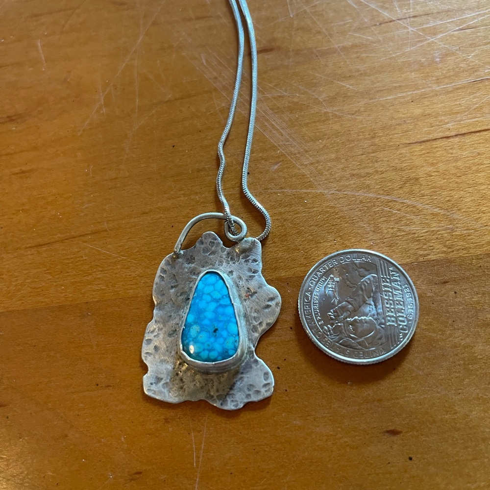 Silver and Blue Pendant Necklace